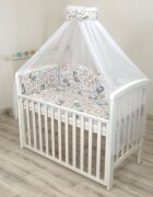 AMY Set lenjerie din bumbac cu protectie laterala pentru pat bebe 120 x 60 cm Safari bej