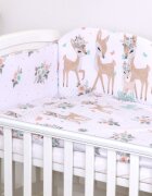AMY Set lenjerie din bumbac cu protectie laterala pentru pat bebelusi 120 x 60 cm Caprioara