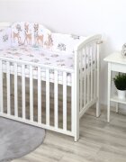 AMY Set lenjerie din bumbac cu protectie laterala pentru pat bebelusi 120 x 60 cm Caprioara