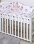 AMY Set lenjerie din bumbac cu protectie laterala pentru pat bebelusi 120 x 60 cm Caprioara