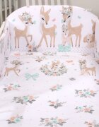 AMY Set lenjerie din bumbac cu protectie laterala pentru pat bebelusi 120 x 60 cm Caprioara
