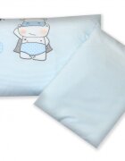 AMY Set lenjerie din bumbac cu protectie laterala pentru pat bebelusi Hero Blue 120 x 60 cm