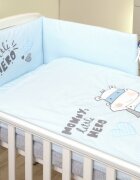 AMY Set lenjerie din bumbac cu protectie laterala pentru pat bebelusi Hero Blue 120 x 60 cm