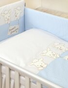 AMY Set lenjerie din bumbac cu protectie laterala pentru pat bebelusi Sweet Dreams Blue 120x60 cm