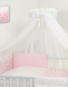 AMY Set lenjerie din bumbac cu protectie laterala pentru pat bebelusi Sweet Dreams Pink 120x60 cm