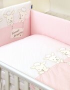 AMY Set lenjerie din bumbac cu protectie laterala pentru pat bebelusi Sweet Dreams Pink 120x60 cm