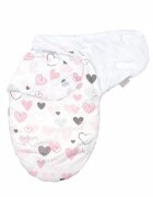 AMY Sistem de infasare Baby swaddle Inimioare bumbac 72x60 cm alb
