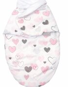 AMY Sistem de infasare Baby swaddle Inimioare bumbac 72x60 cm alb