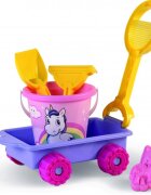 Androni Giocattoli Carucior cu unelte pentru nisip si galetusa inclusa Unicorn