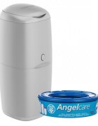 ANGELCARE Cos ermetic pentru scutece Classic Gri capacitate pana la 128 scutece usor de utilizat si curatat cu 1 rezerva inclusa care blocheaza mirosurile bacteriile si germenii