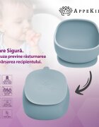 APPEKIDS Bol din silicon cu ventuza Classic Aqua Blue