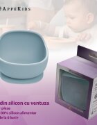 APPEKIDS Bol din silicon cu ventuza Classic Aqua Blue