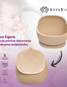 APPEKIDS Bol din silicon cu ventuza Classic Bubble Beige