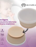 APPEKIDS Bol din silicon cu ventuza si capac Bubble Beige