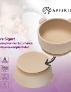 APPEKIDS Bol din silicon cu ventuza The Little Bear Bubble Beige