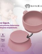 APPEKIDS Bol din silicon cu ventuza The Little Bear Old Rose