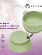APPEKIDS Bol din silicon cu ventuza The Little Bear Raw Green