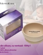 APPEKIDS Bol din silicon Kitty I Bubble Beige