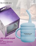 APPEKIDS Cana din silicon cu pai Aqua Blue