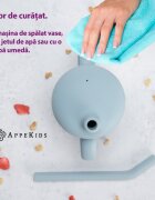 APPEKIDS Cana din silicon cu pai Aqua Blue