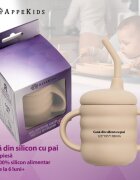 APPEKIDS Cana din silicon cu pai Bubble Beige
