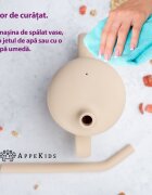 APPEKIDS Cana din silicon cu pai Bubble Beige