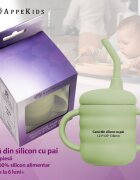 APPEKIDS Cana din silicon cu pai Raw Green