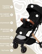 APPEKIDS Carucior sport Travel Black ultracompact tip troller suspensii spatar reglabil suport picioare ajustabil bara frontala detasabila