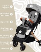 APPEKIDS Carucior sport Travel Grey ultracompact tip troller suspensii spatar reglabil suport picioare ajustabil bara frontala detasabila