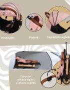 APPEKIDS Carucior sport Travel Pink ultracompact tip troller suspensii spatar reglabil suport picioare ajustabil bara frontala detasabila