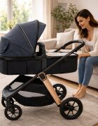 APPEKIDS Carucior transformabil 2 in 1 pentru copii Elite Navy Grey cu suspensii sezut reversibil accesorii greutate suportata 22 kg