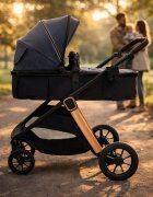 APPEKIDS Carucior transformabil 2 in 1 pentru copii Elite Navy Grey cu suspensii sezut reversibil accesorii greutate suportata 22 kg