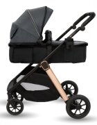 APPEKIDS Carucior transformabil 2 in 1 pentru copii Elite Navy Grey cu suspensii sezut reversibil accesorii greutate suportata 22 kg