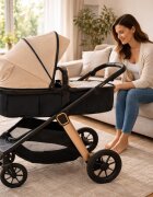 APPEKIDS Carucior transformabil 2 in 1 pentru copii Elite Sand cu suspensii sezut reversibil accesorii greutate suportata 22 kg