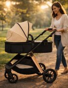 APPEKIDS Carucior transformabil 2 in 1 pentru copii Elite Sand cu suspensii sezut reversibil accesorii greutate suportata 22 kg