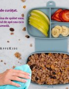 APPEKIDS Caserola compartimentata din silicon cu ventuza Magic Box Aqua Blue