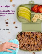 APPEKIDS Caserola compartimentata din silicon cu ventuza Magic Box Raw Green