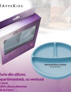 APPEKIDS Farfurie compartimentata din silicon cu ventuza Aqua Blue