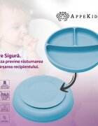 APPEKIDS Farfurie compartimentata din silicon cu ventuza Aqua Blue