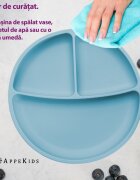 APPEKIDS Farfurie compartimentata din silicon cu ventuza Aqua Blue