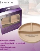 APPEKIDS Farfurie compartimentata din silicon cu ventuza Bubble Beige