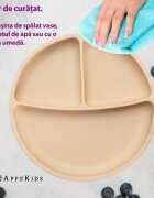 APPEKIDS Farfurie compartimentata din silicon cu ventuza Bubble Beige