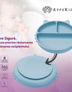APPEKIDS Farfurie compartimentata din silicon cu ventuza Kitty Aqua Blue