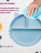APPEKIDS Farfurie compartimentata din silicon cu ventuza Kitty Aqua Blue