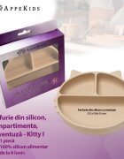 APPEKIDS Farfurie compartimentata din silicon cu ventuza Kitty Bubble Beige