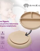 APPEKIDS Farfurie compartimentata din silicon cu ventuza Kitty Bubble Beige