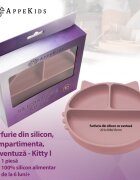 APPEKIDS Farfurie compartimentata din silicon cu ventuza Kitty Old Rose