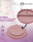 APPEKIDS Farfurie compartimentata din silicon cu ventuza Kitty Old Rose