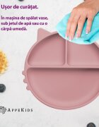 APPEKIDS Farfurie compartimentata din silicon cu ventuza Kitty Old Rose