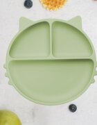 APPEKIDS Farfurie compartimentata din silicon cu ventuza Kitty Raw Green